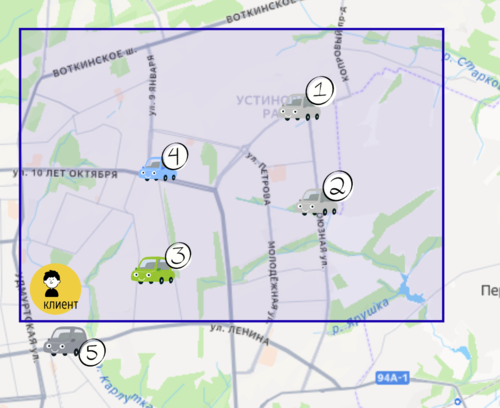 Пример 1 автораздача Сначала искать ближайший по карте, но в пределах стоянки подачи, затем по стоянке, затем остальные по карте».png